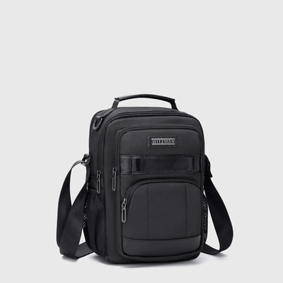 Mens messenger bag with 10 pockets hidden anti-theft storage and leather top handle