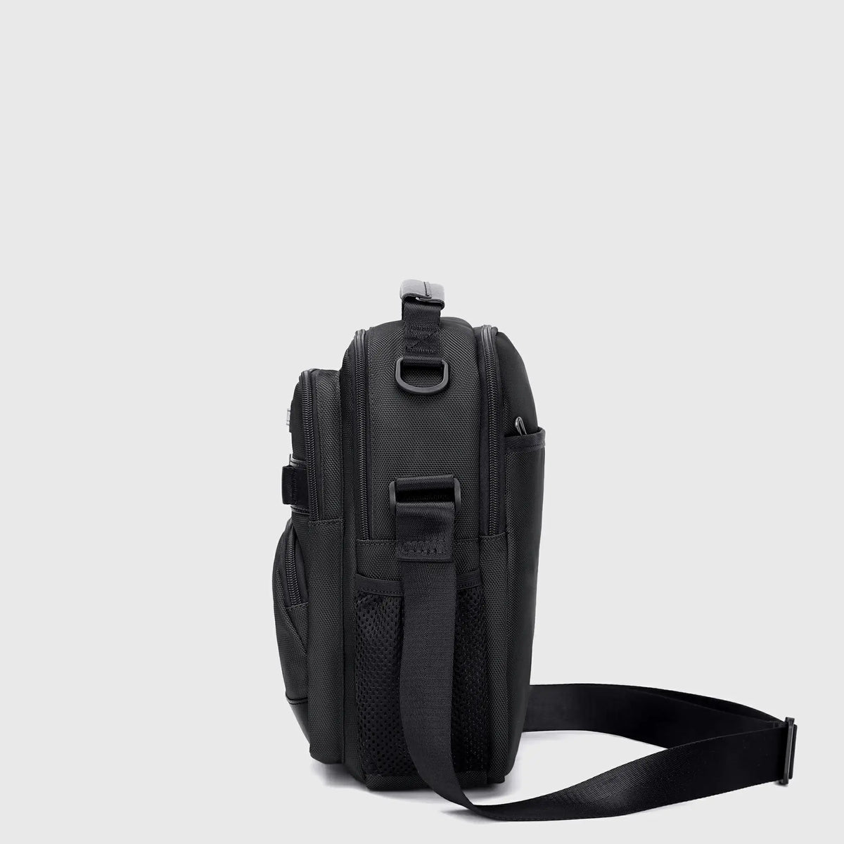Water-resistant nylon shoulder messenger bag for work commuting city travel and everyday carry