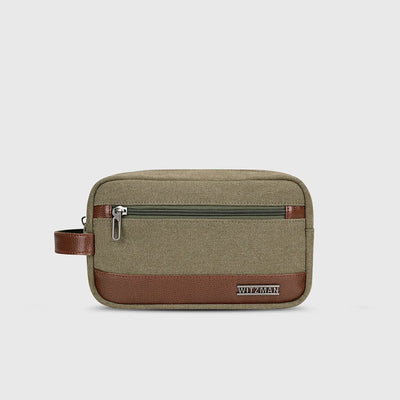 Green WITZMAN A8001 canvas toiletry bag product view