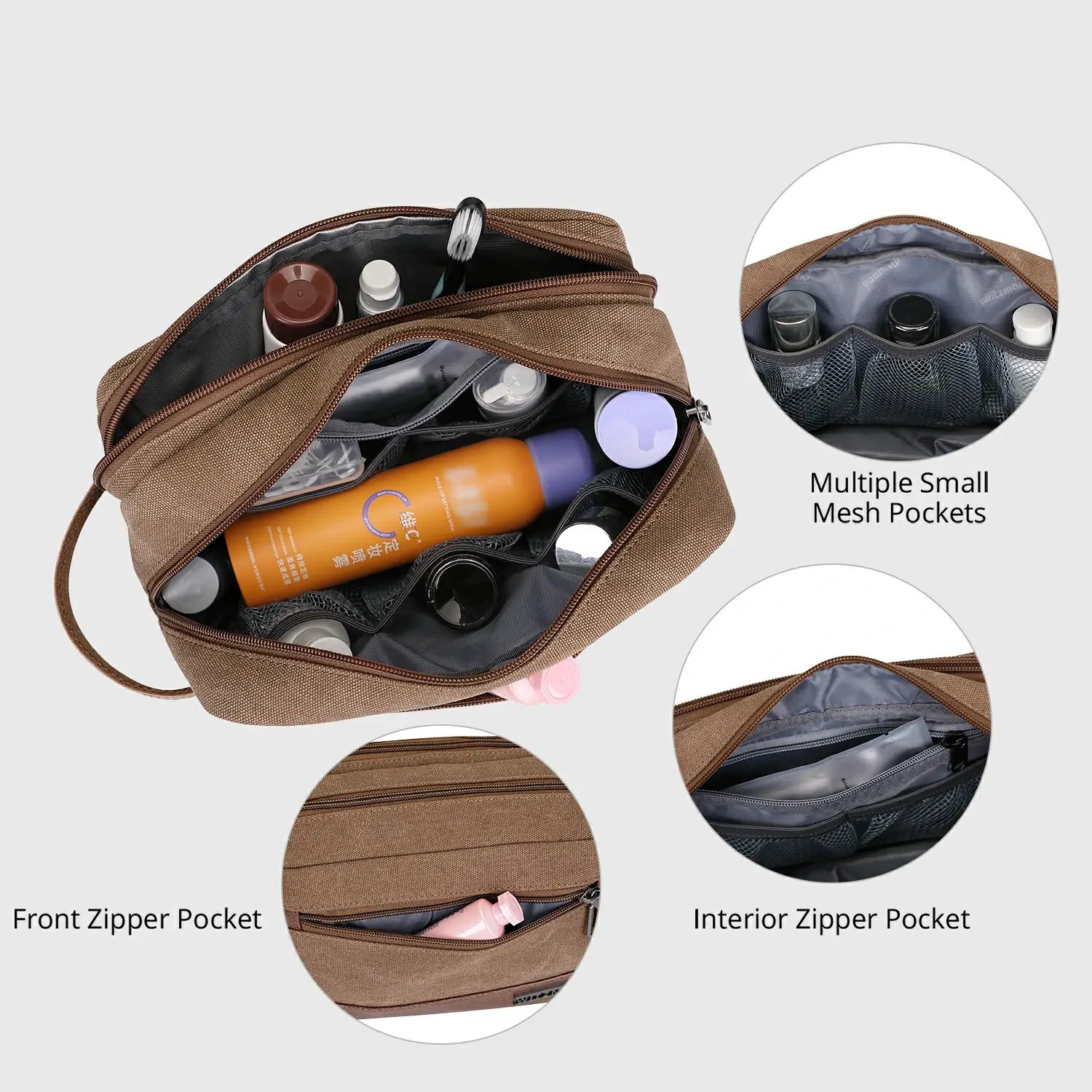 Canvas Toiletry Bag for Men Travel Hanging Dopp Kit