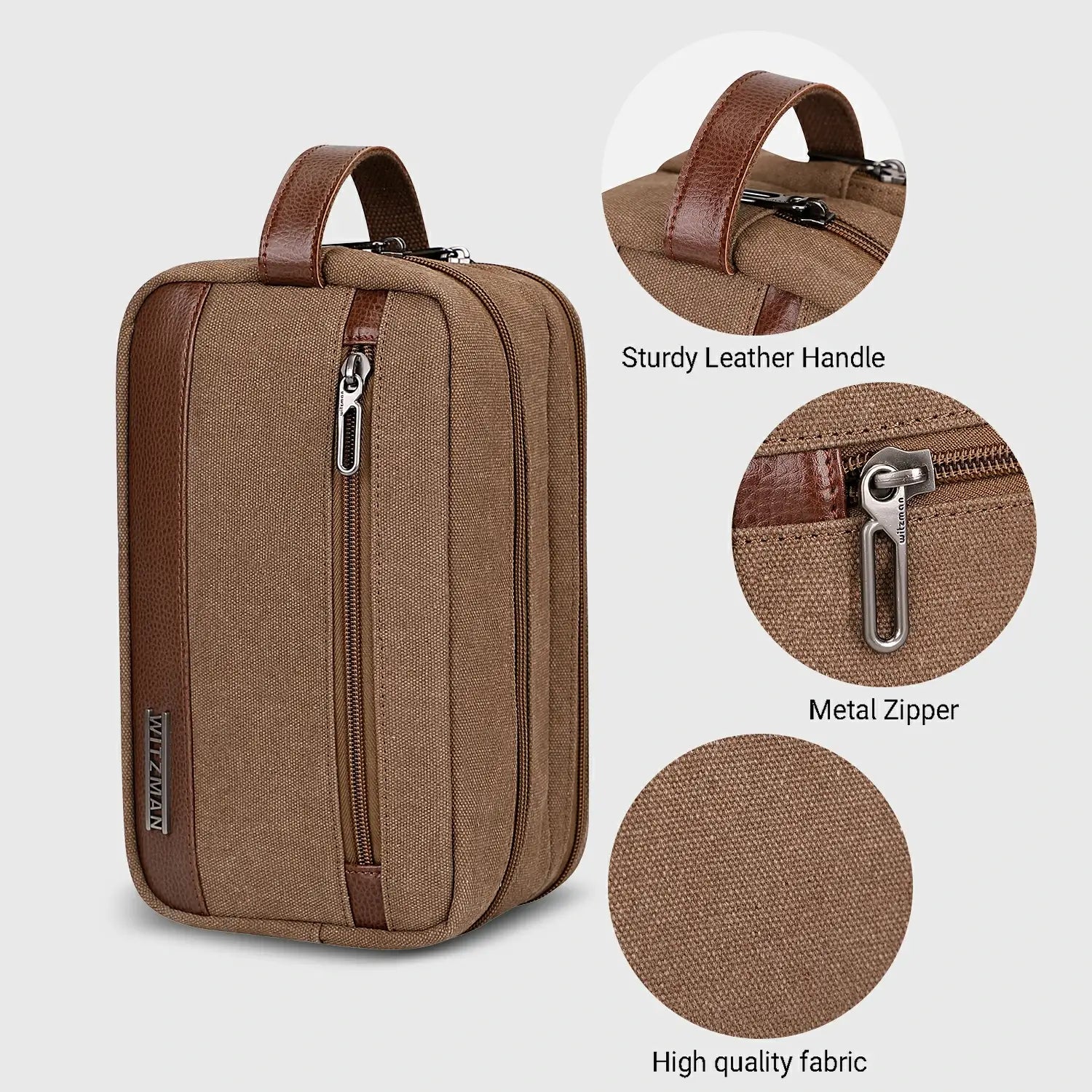 Canvas Toiletry Bag for Men Travel Hanging Dopp Kit
