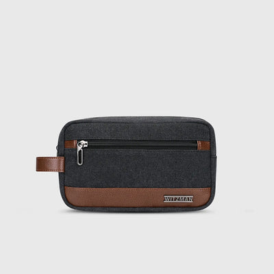 Classic Black WITZMAN A8001 canvas toiletry bag product view