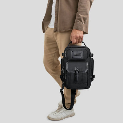 Men’s city travel sling bag with compact structure