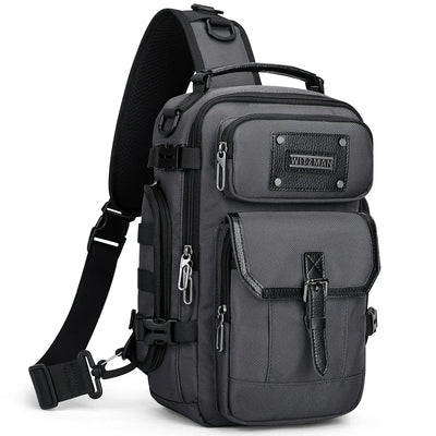 Recycled nylon sling bag for commuting and outdoor use sliver grey witzman bag