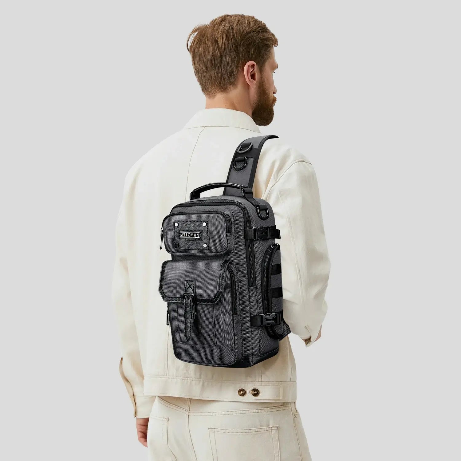 Borsa a Tracolla Casual da Uomo in Nylon con Tasche Multiple B731