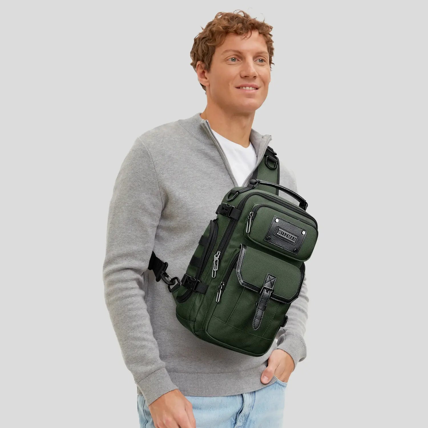 Borsa a Tracolla Casual da Uomo in Nylon con Tasche Multiple B731