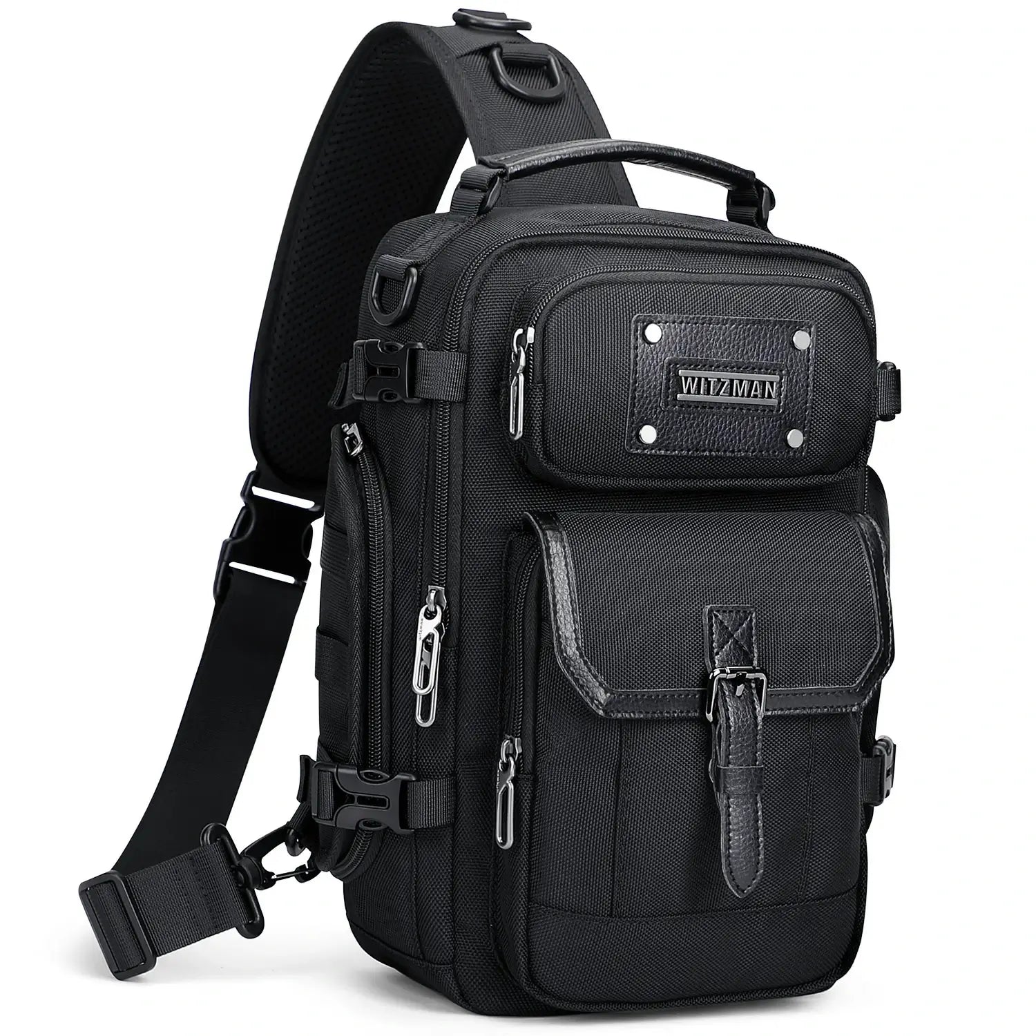 Men’s nylon sling bag with multi-pocket design crossbody bag witzman