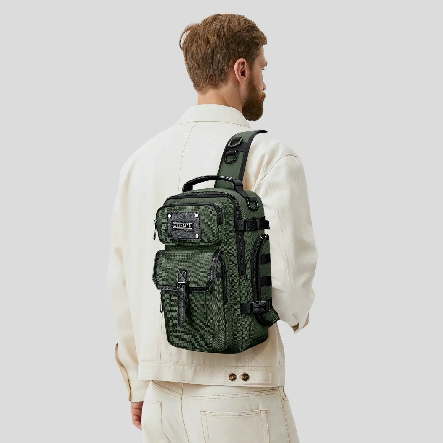 Borsa a Tracolla Casual da Uomo in Nylon con Tasche Multiple B731