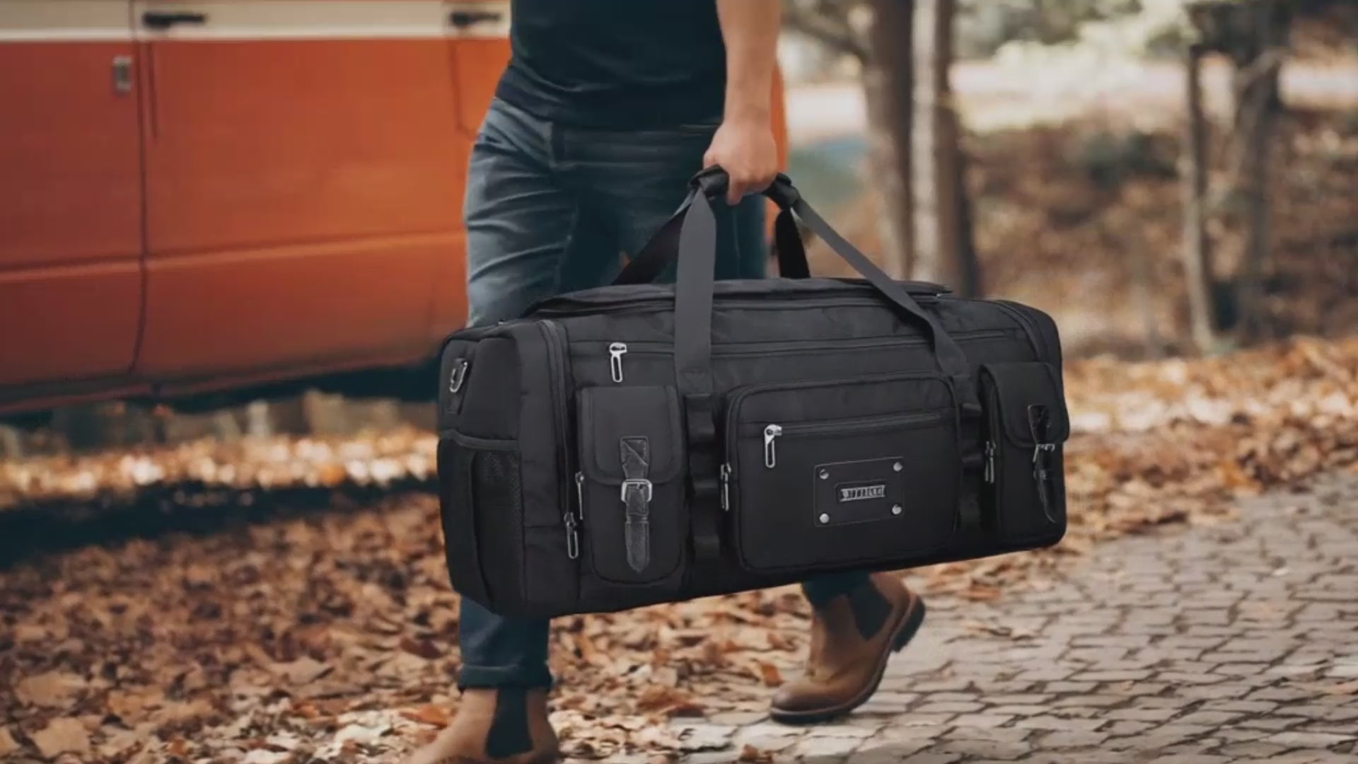 WITZMAN 54L Nylon Travel Duffel Bag for Men with Shoe Compartment