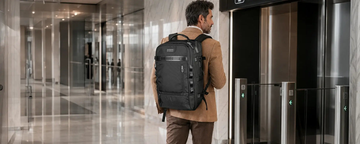 Travel laptop backpacks for men with padded laptop compartments, organized storage and carry-on functionality