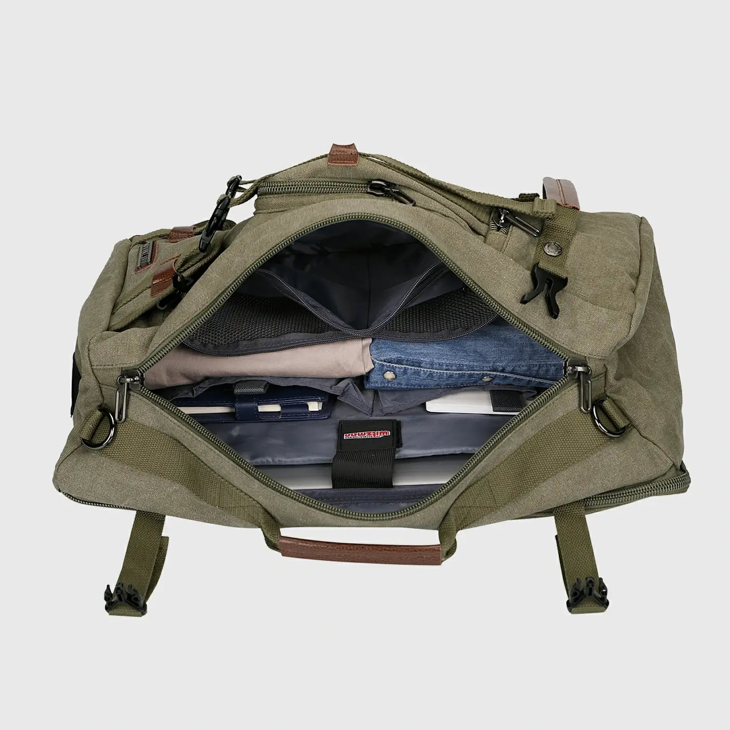WITZMAN A519-2 canvas travel backpack product view 13
