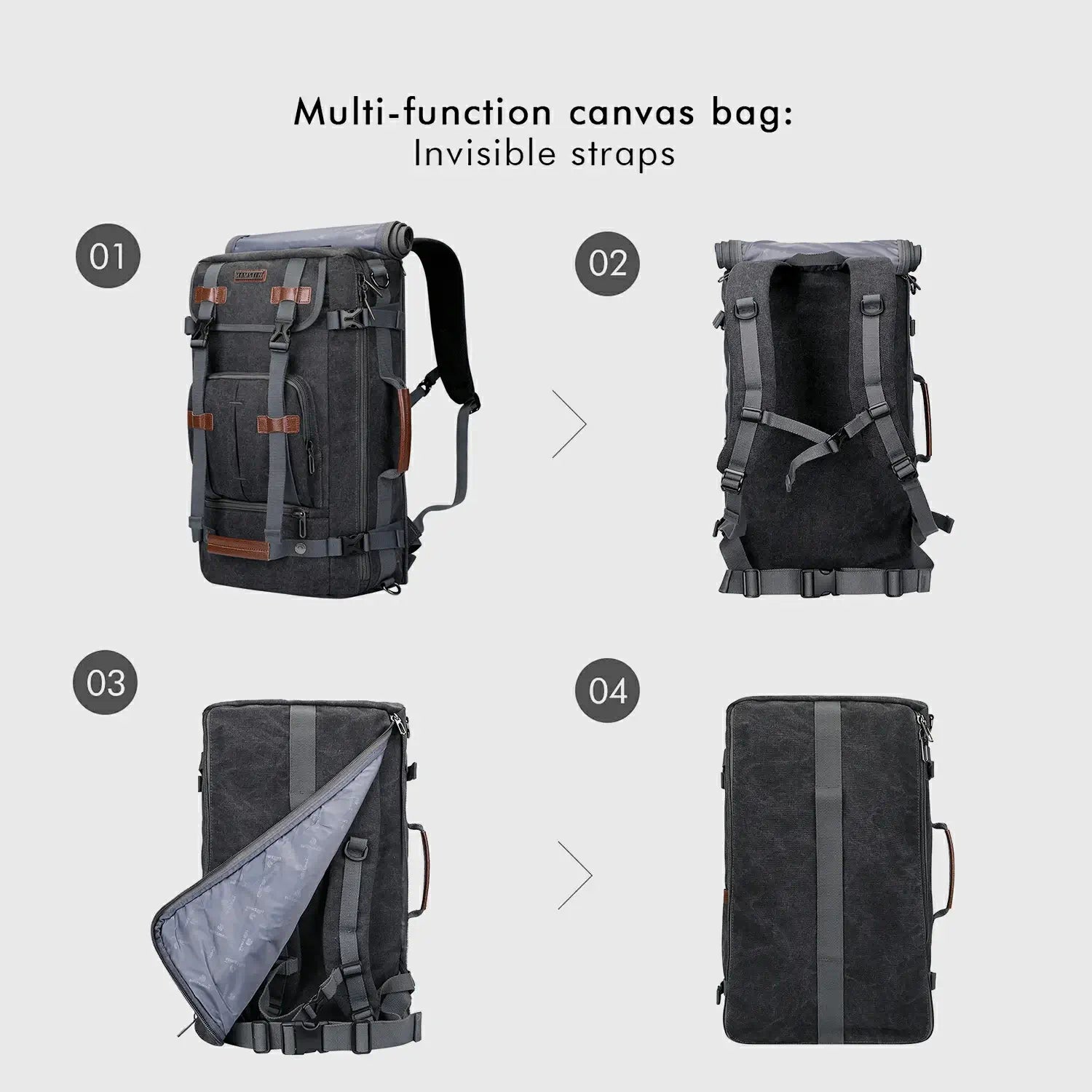 WITZMAN A519-2 canvas travel backpack product view 5