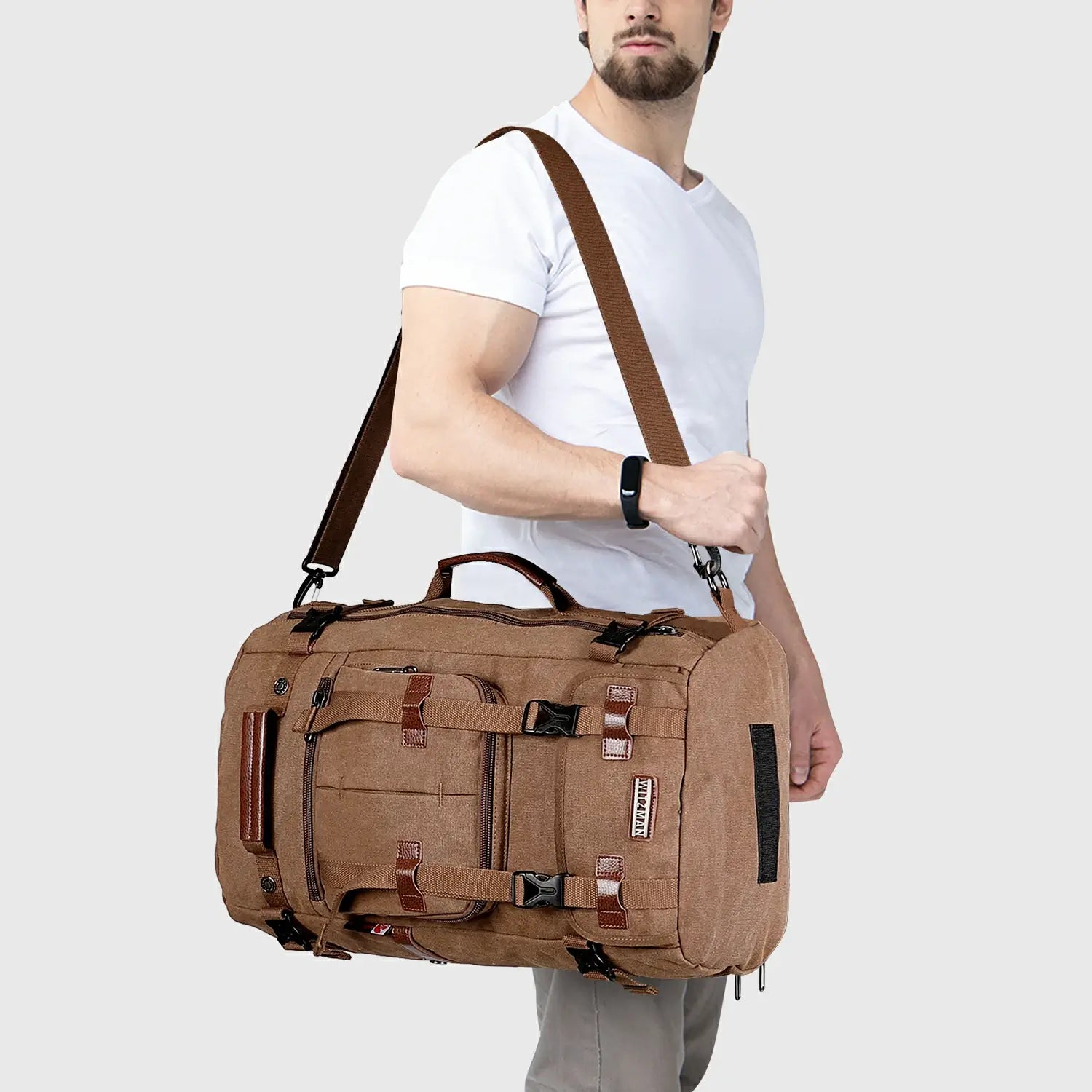 WITZMAN A519-2 canvas travel backpack product view 10