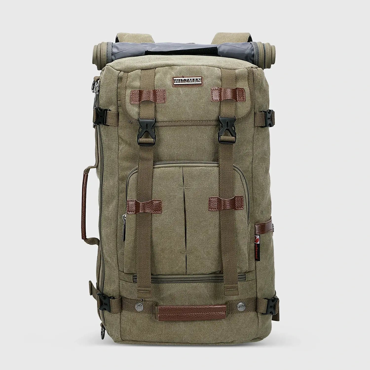 Green WITZMAN A519-2 canvas travel backpack product view