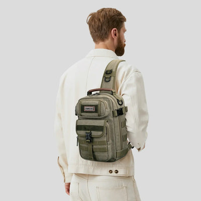 Borsa a Tracolla da Uomo in Tela con Fettuccia Tattica, Monospalla Casual A8021