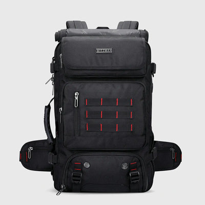 WITZMAN B682 black 40L nylon carry on travel backpack for men with multi-pocket design