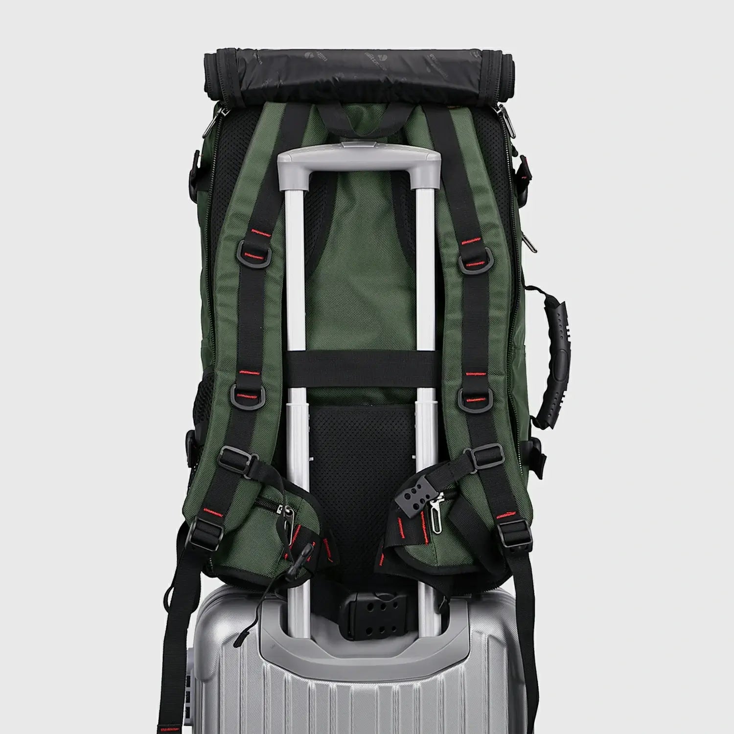 Army green 3 in 1 travel backpack with hideaway shoulder straps for convertible carry