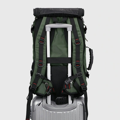 Army green 3 in 1 travel backpack with hideaway shoulder straps for convertible carry