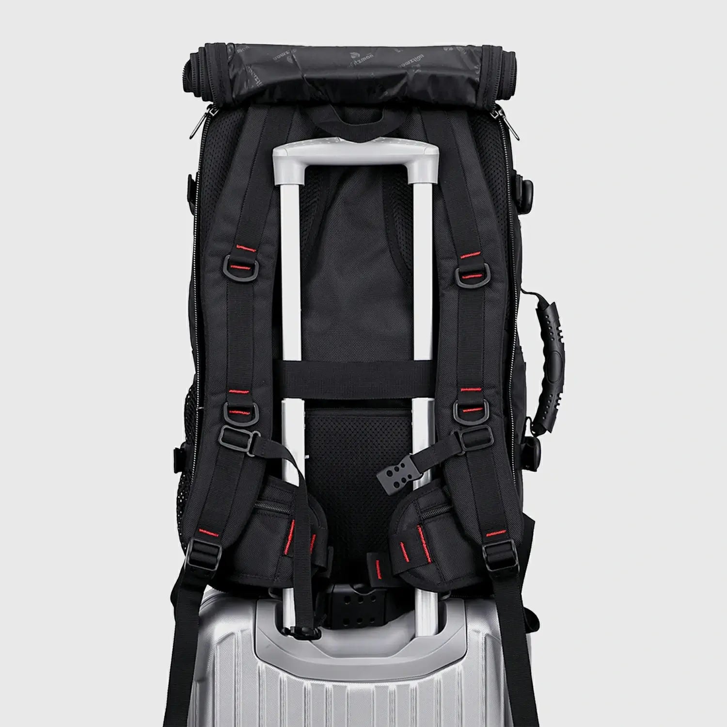 Silvery grey 3 in 1 travel backpack with shoulder straps hidden for convertible carry