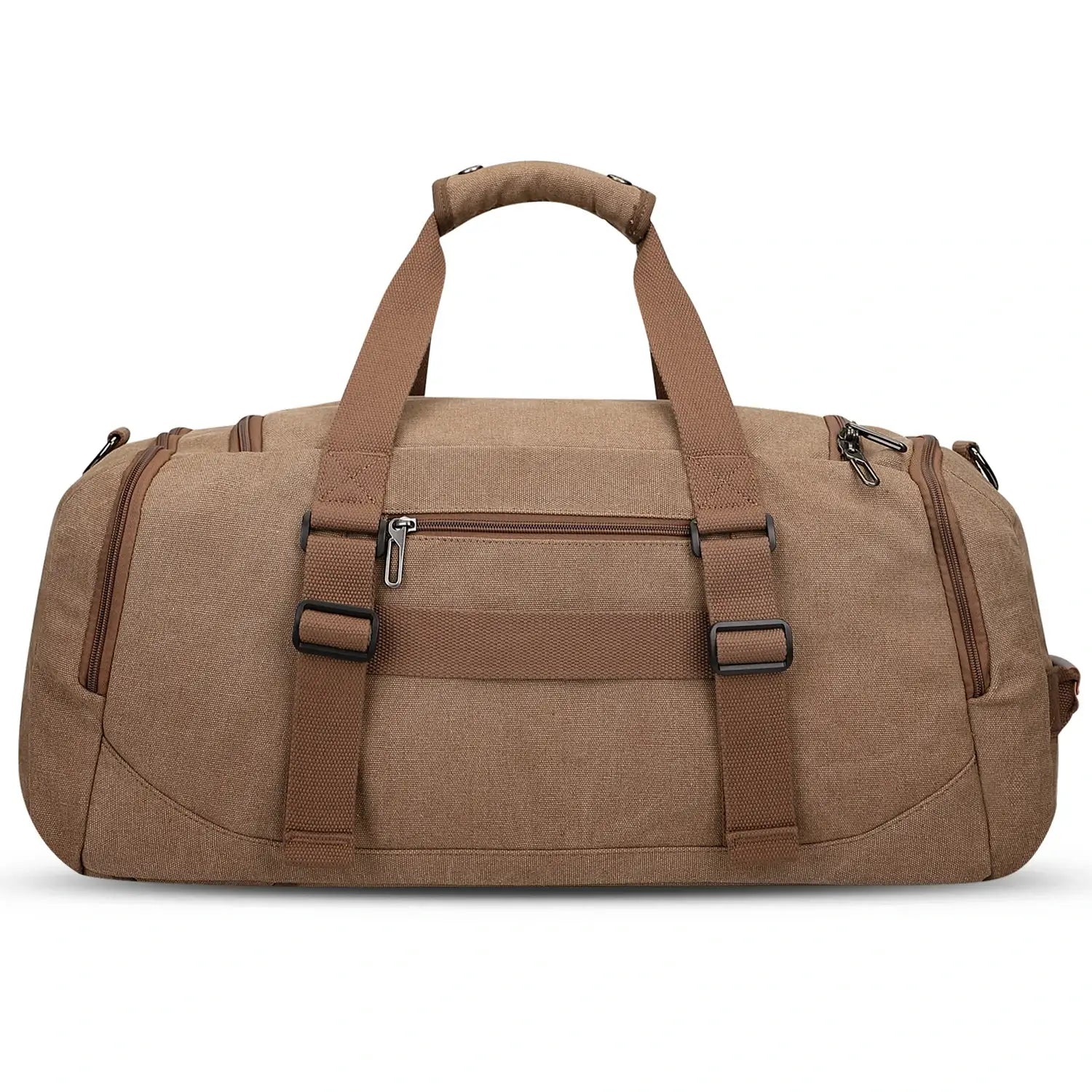 40L canvas duffel bag for men, 3-in-1 convertible to backpack with shoe compartment and wet/dry pocket, perfect for travel and weekend trips brown