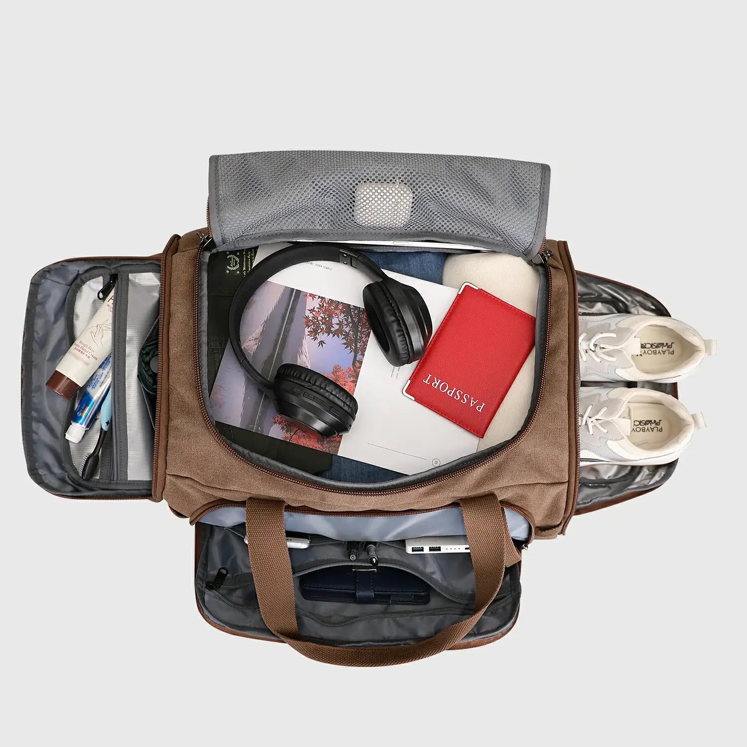 WITZMAN Classic 3-in-1 Canvas Travel Duffel Bag for Men 45L