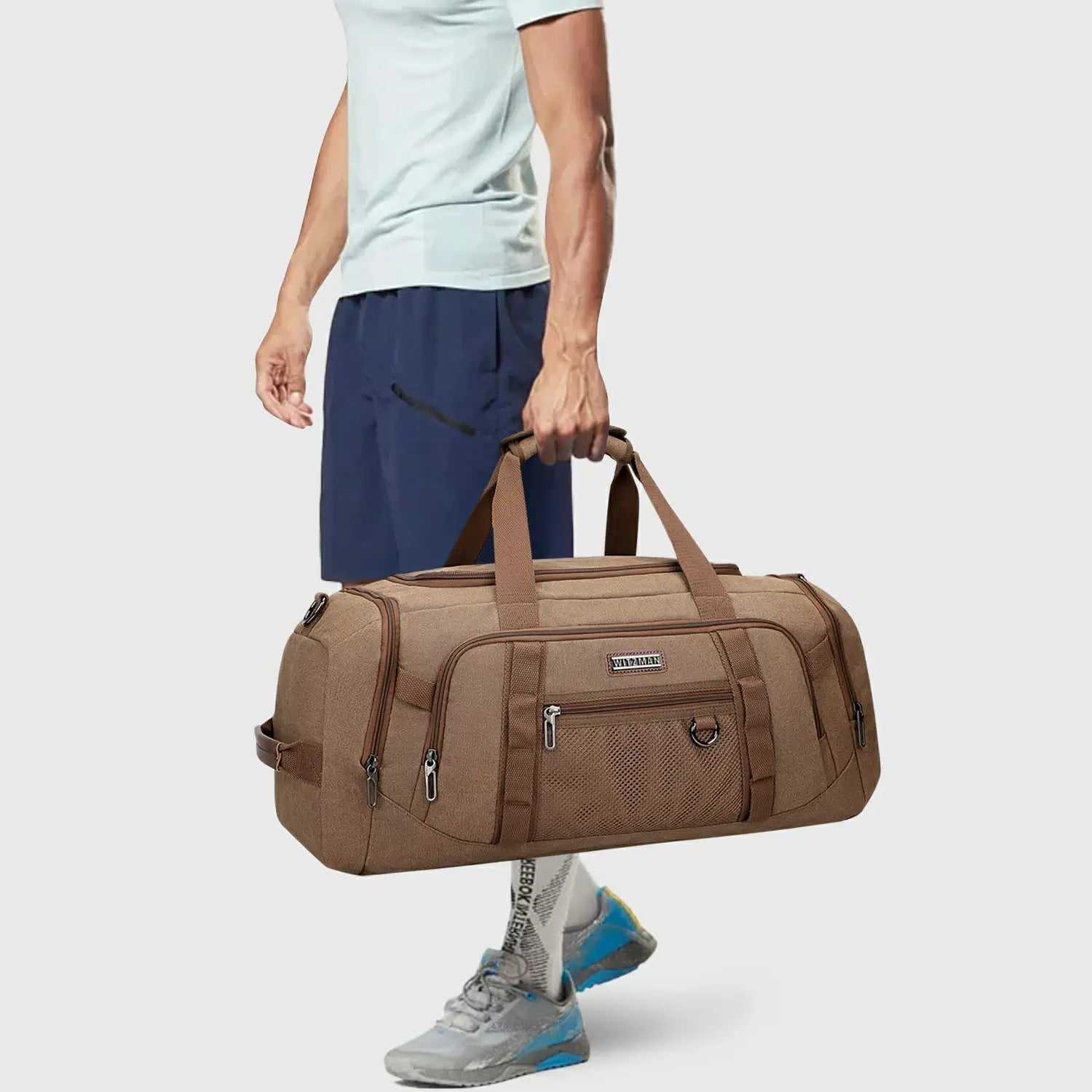 WITZMAN Classic 3-in-1 Canvas Travel Duffel Bag for Men 45L