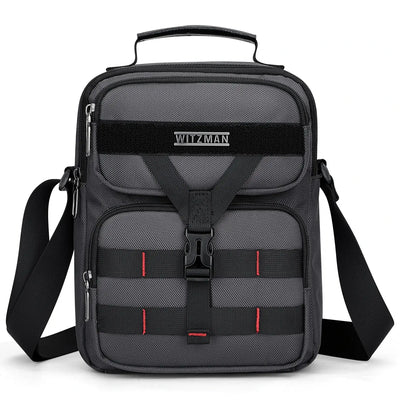 WITZMAN B707 nylon crossbody sling bag for men small travel shoulder messenger with anti-theft pocket and MOLLE webbing sliver grey