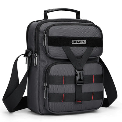 WITZMAN B707 nylon crossbody sling bag for men small travel shoulder messenger with anti-theft pocket and MOLLE webbing sliver grey