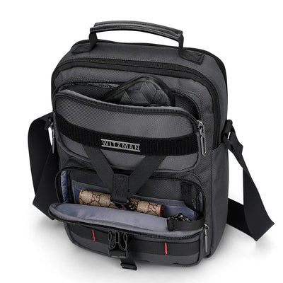 WITZMAN B707 nylon crossbody sling bag for men small travel shoulder messenger with anti-theft pocket and MOLLE webbing sliver grey