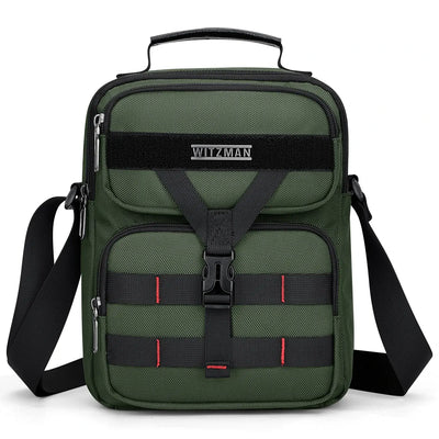 WITZMAN B707 nylon crossbody sling bag for men small travel shoulder messenger with anti-theft pocket and MOLLE webbing army green