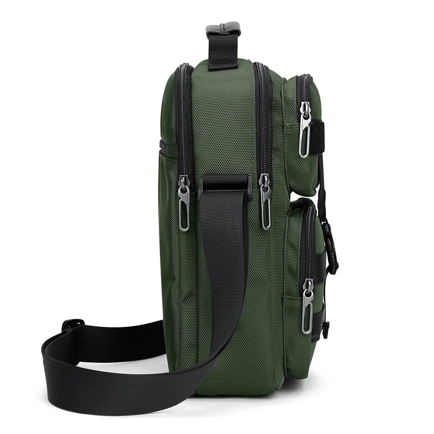 WITZMAN B707 nylon crossbody sling bag for men small travel shoulder messenger with anti-theft pocket and MOLLE webbing army green
