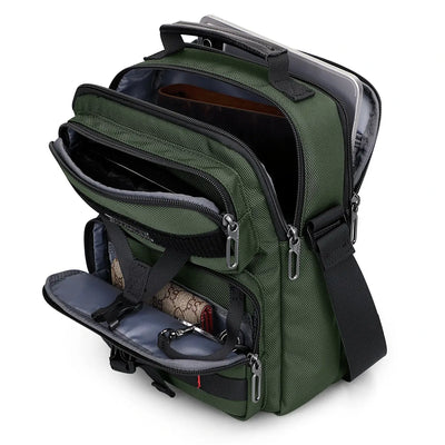 WITZMAN B707 nylon crossbody sling bag for men small travel shoulder messenger with anti-theft pocket and MOLLE webbing army green