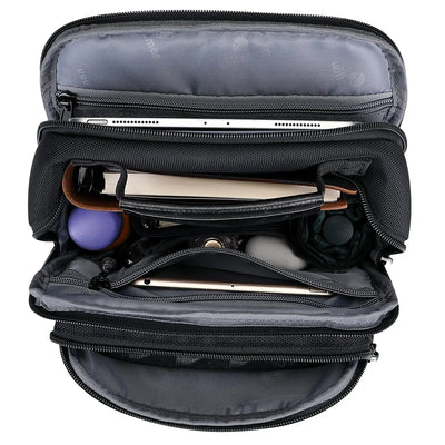 WITZMAN B707 nylon crossbody sling bag for men small travel shoulder messenger with anti-theft pocket and MOLLE webbing Black