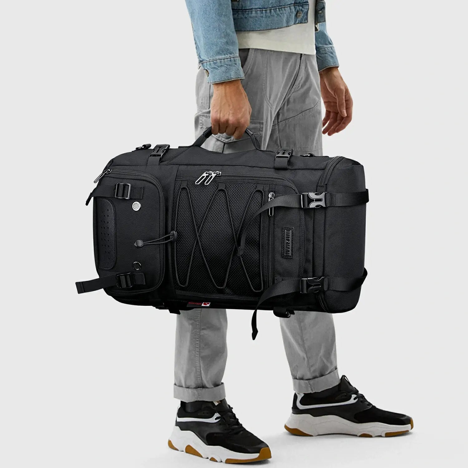 WITZMAN Men 3-in-1 Convertible Carry-On Travel Backpack with Shoe Compartment Black