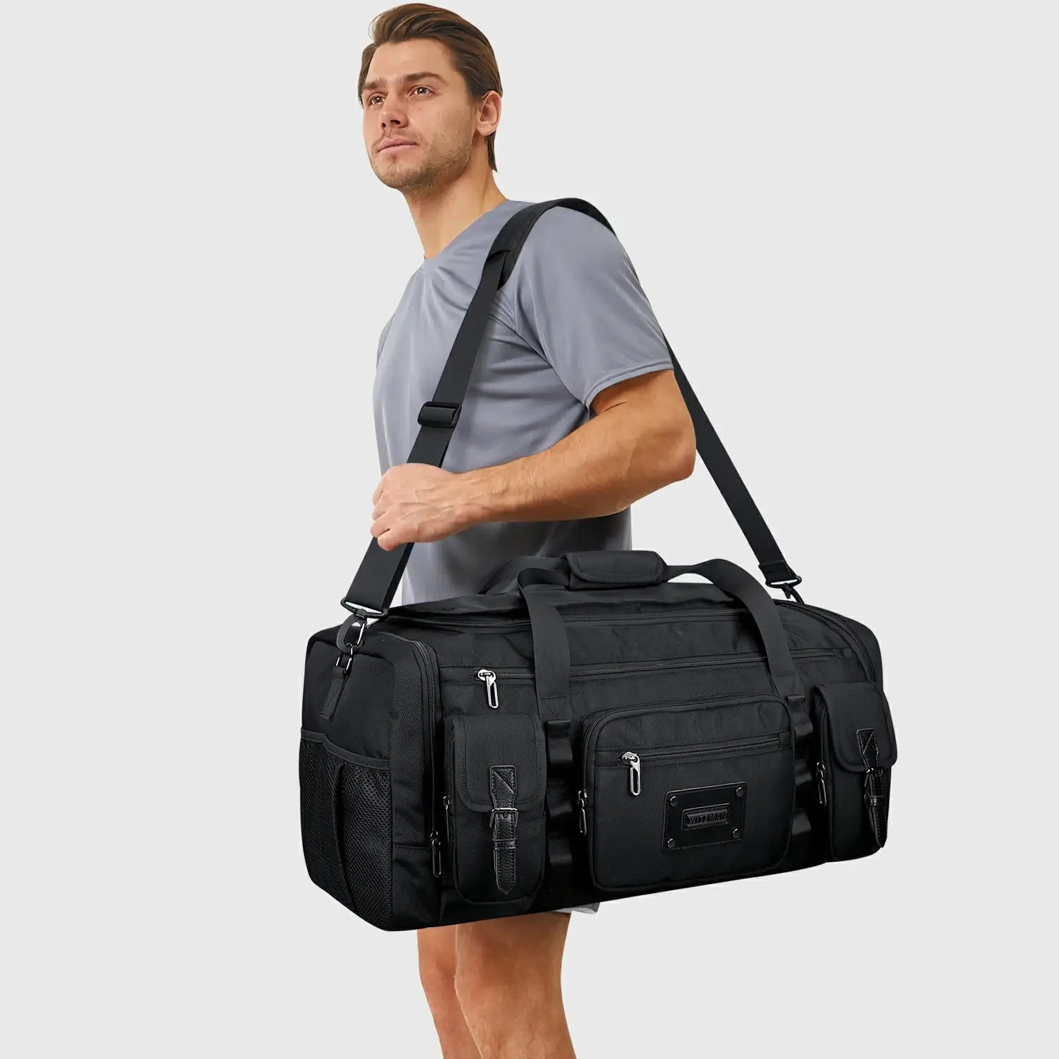 WITZMAN Large Travel Duffel Bag 54L Men Weekender Bag with Shoe Compartment