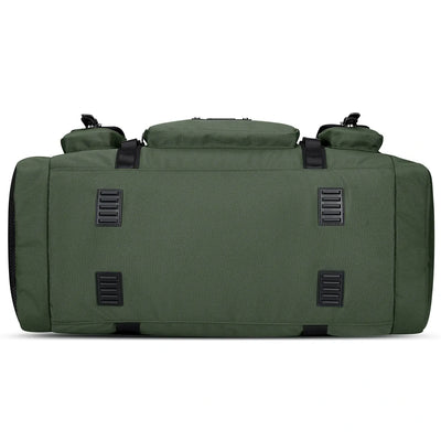 WITZMAN 54L army green travel duffel bag for men with shoe compartment and wet-dry pocket bottom