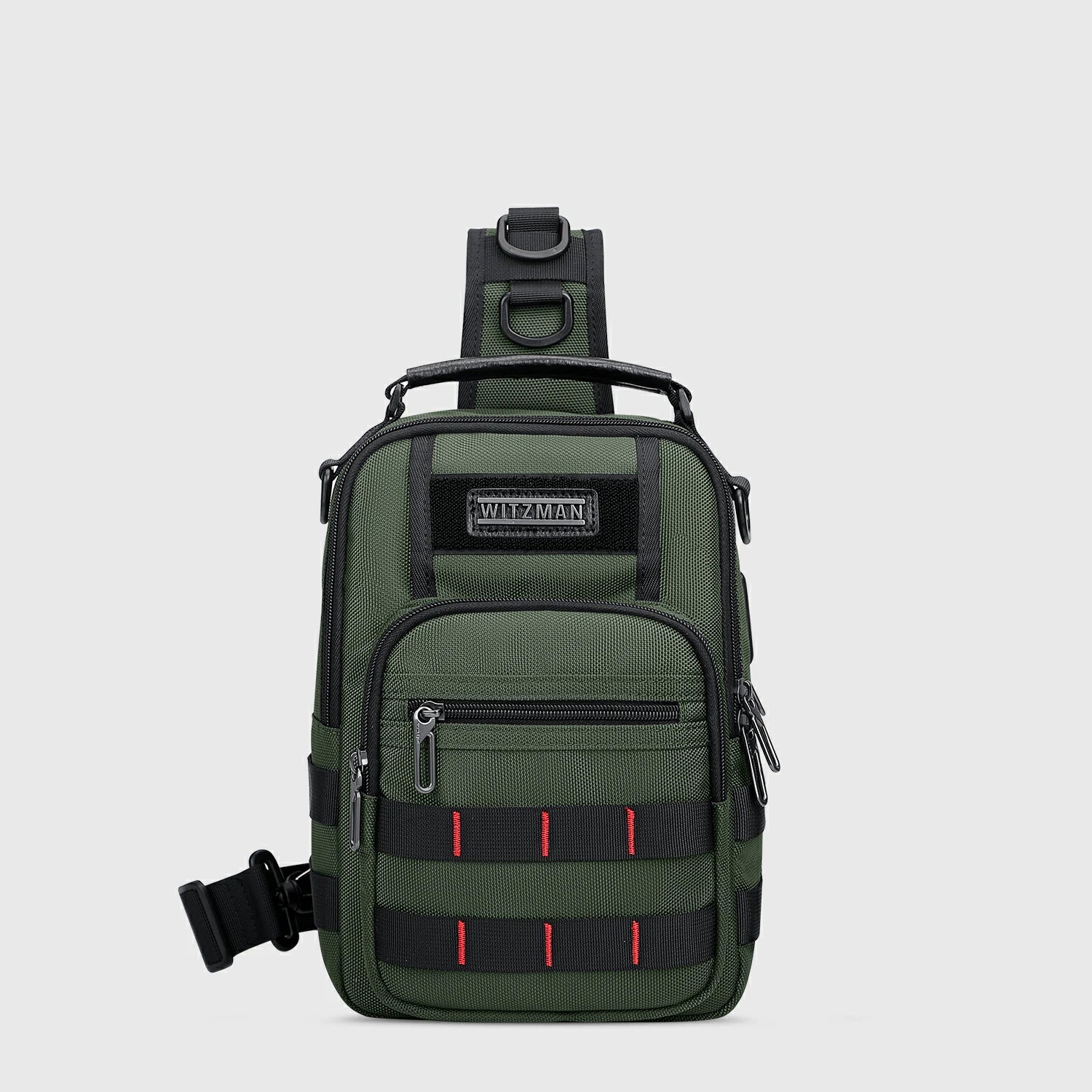 Men’S Nylon Sling Chest Bag Crossbody Casual Daily Bag, three-quarter exterior angle