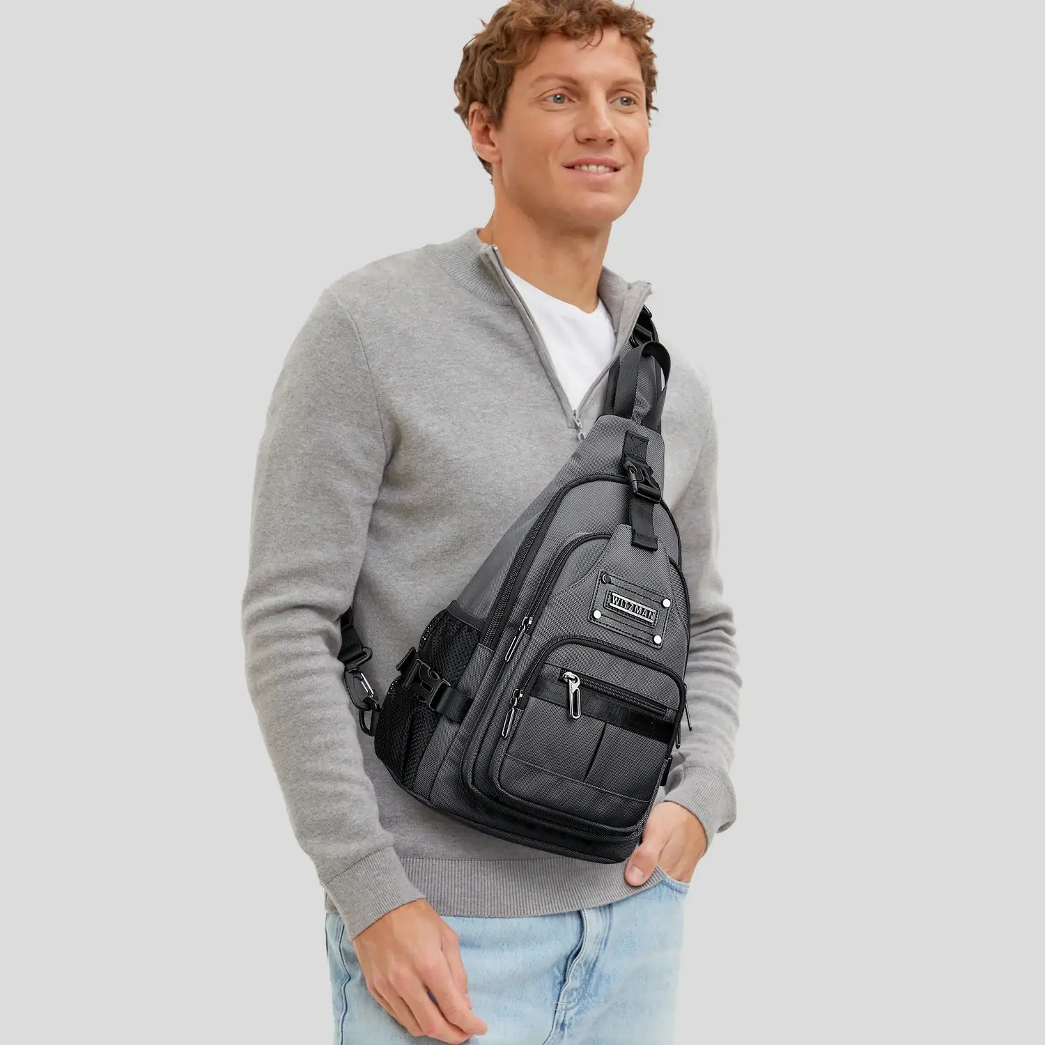 Casual Nylon Chest Bag Triangular Crossbody Sling Bags For Men B735