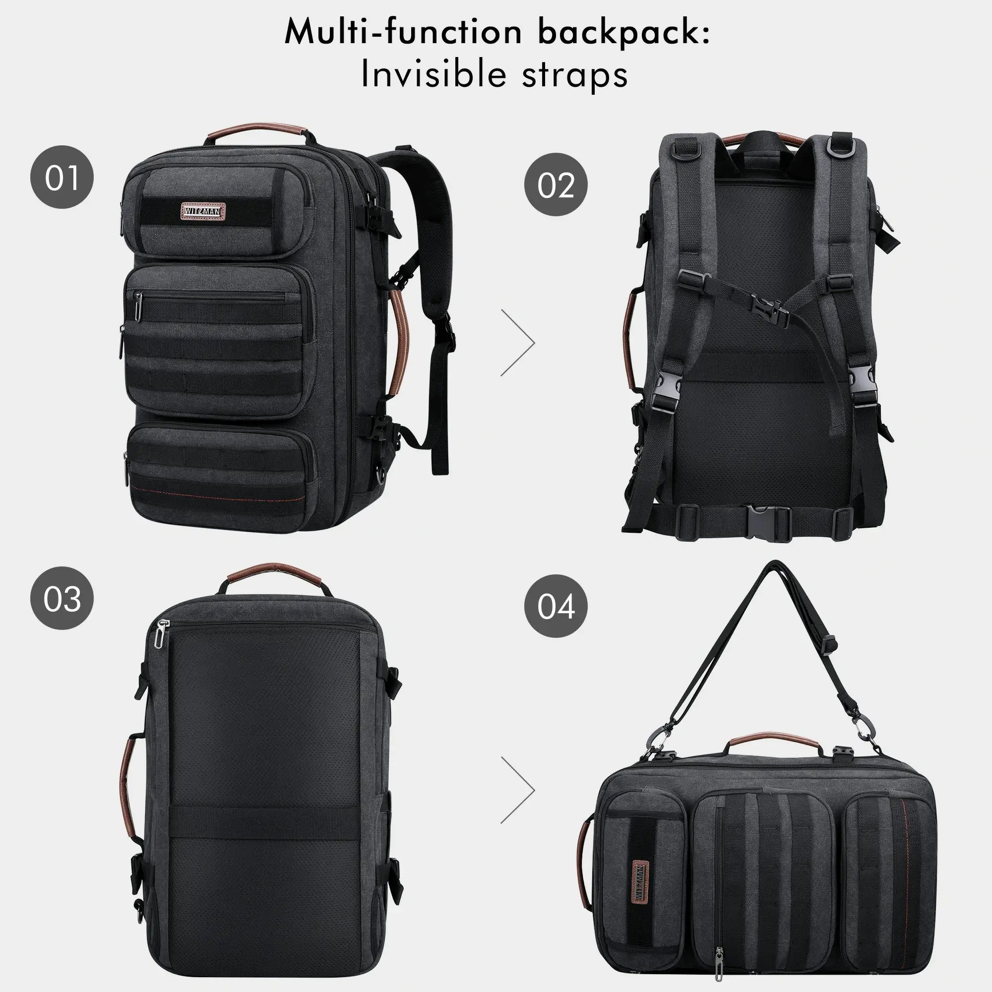 40L Convertible Carry-On Travel Backpack – Recycled Canvas A8023