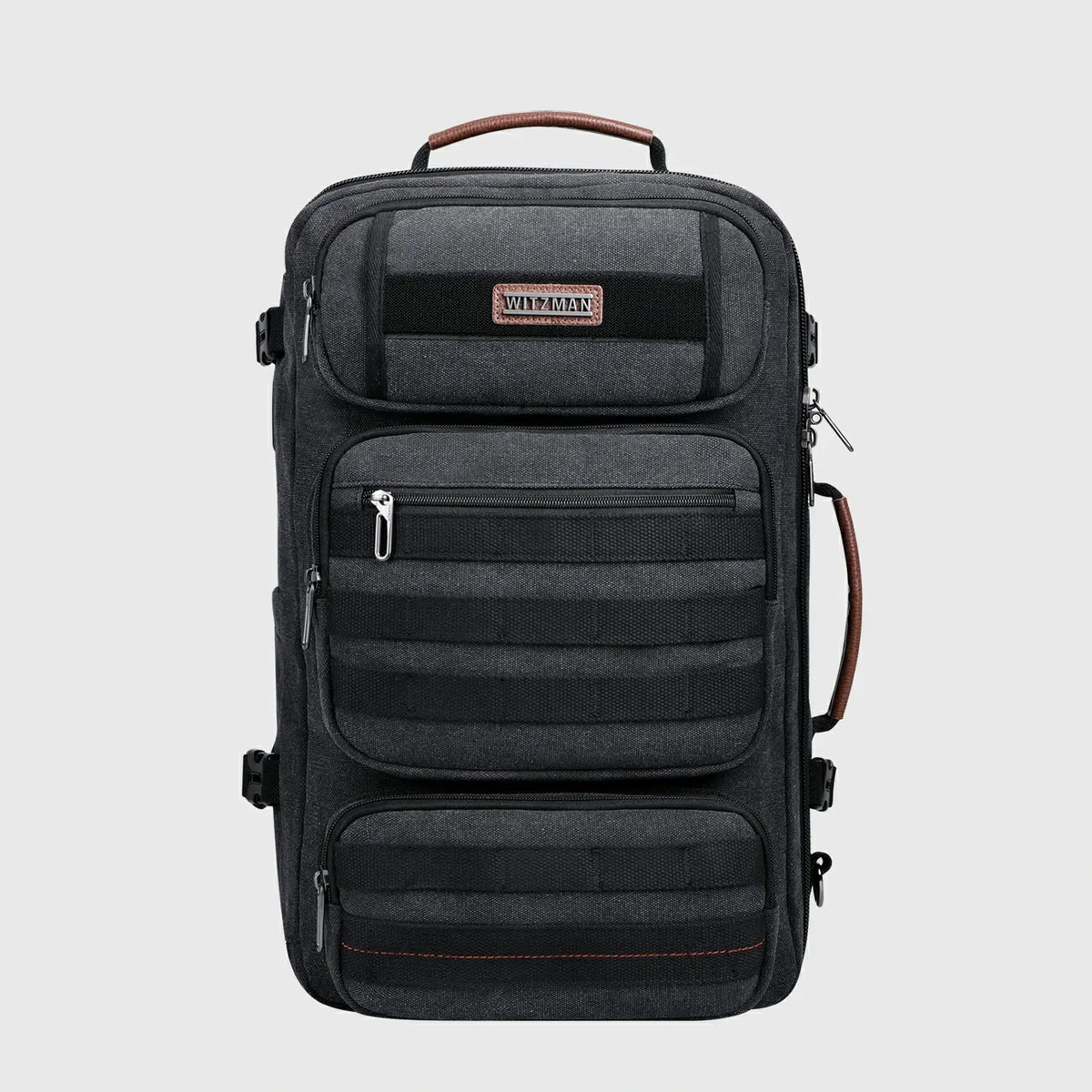 40L carry-on backpack for men with multiple front organizer pockets - black