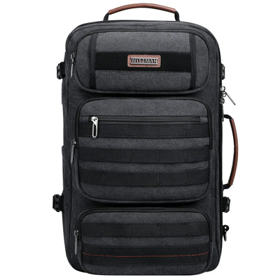 40L carry-on backpack for men with multiple front organizer pockets - black