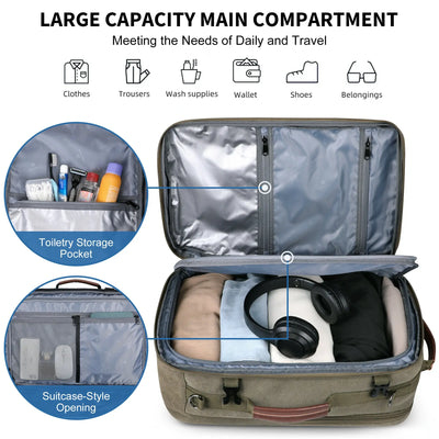40L Convertible Carry-On Travel Backpack – Recycled Canvas A8023
