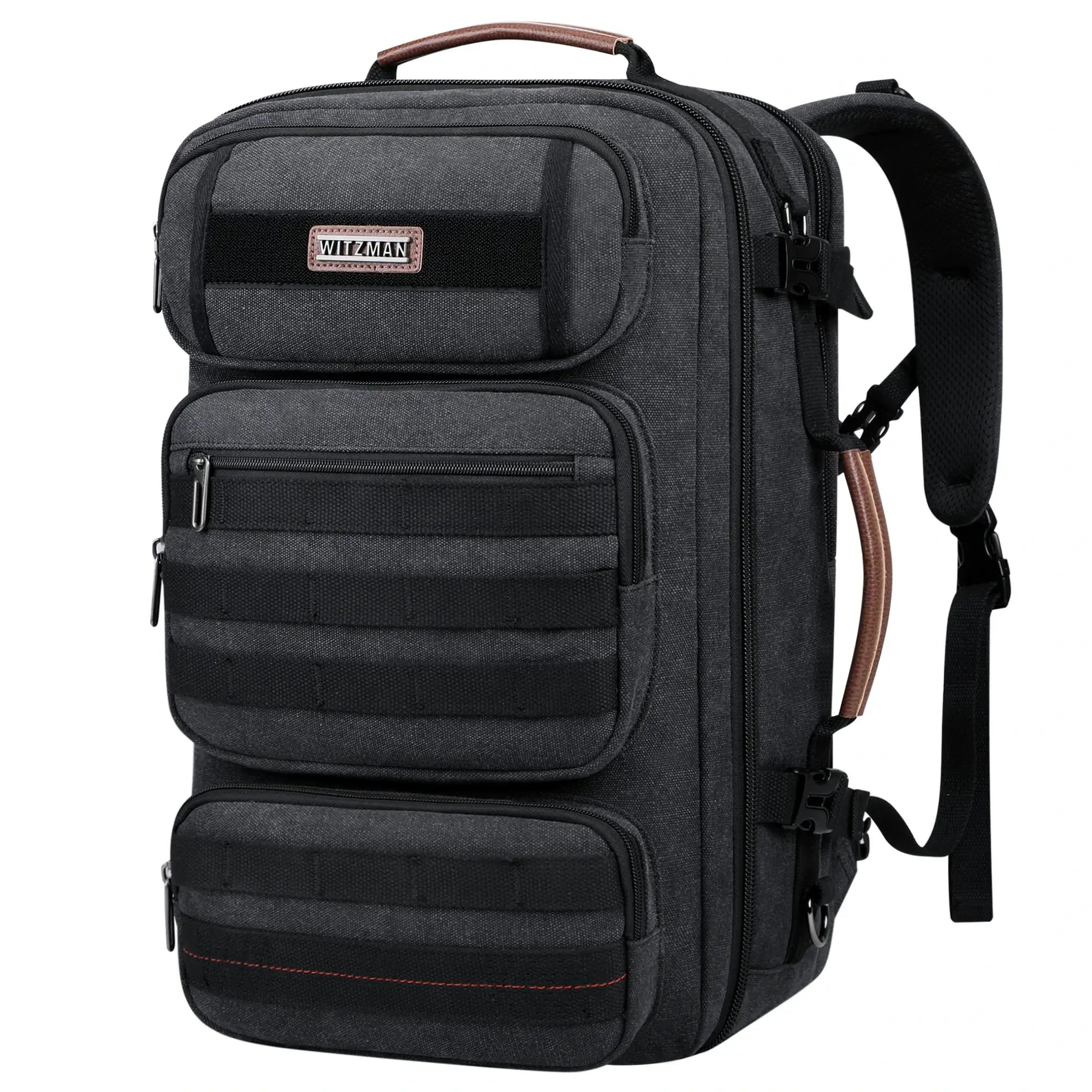 WITZMAN A8023 brown 40L convertible carry-on travel backpack front view