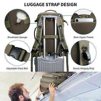 40L Convertible Carry-On Travel Backpack – Recycled Canvas A8023