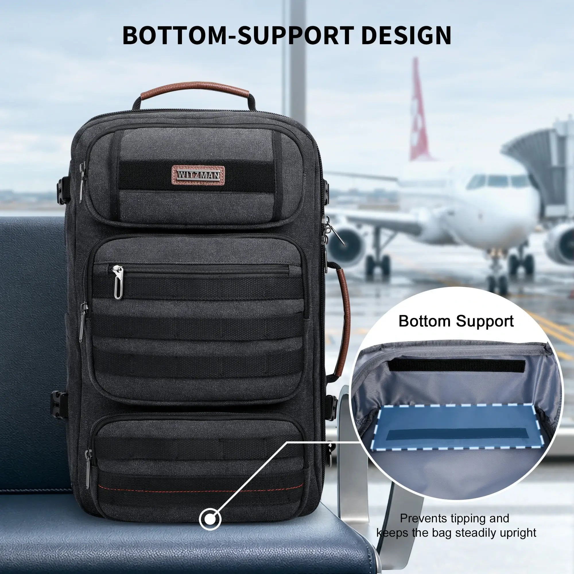 40L Convertible Carry-On Travel Backpack – Recycled Canvas A8023