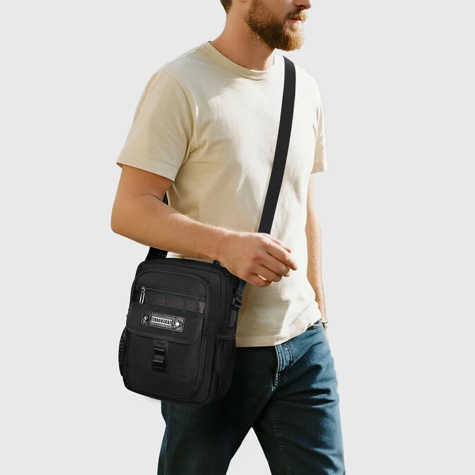 Crossbody Bag for Men – 11L Nylon Multi-Pocket Messenger B781
