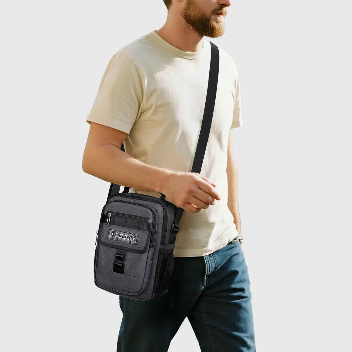 Crossbody Bag for Men – 11L Nylon Multi-Pocket Messenger B781