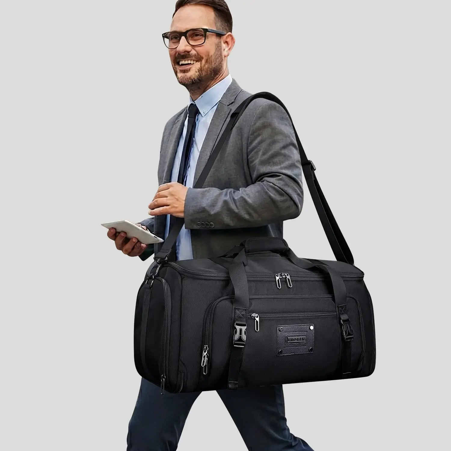 Men’s business travel garment duffle bag black bag