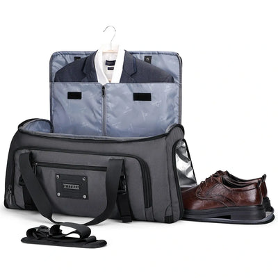 Travel garment duffel with shoe compartment for men