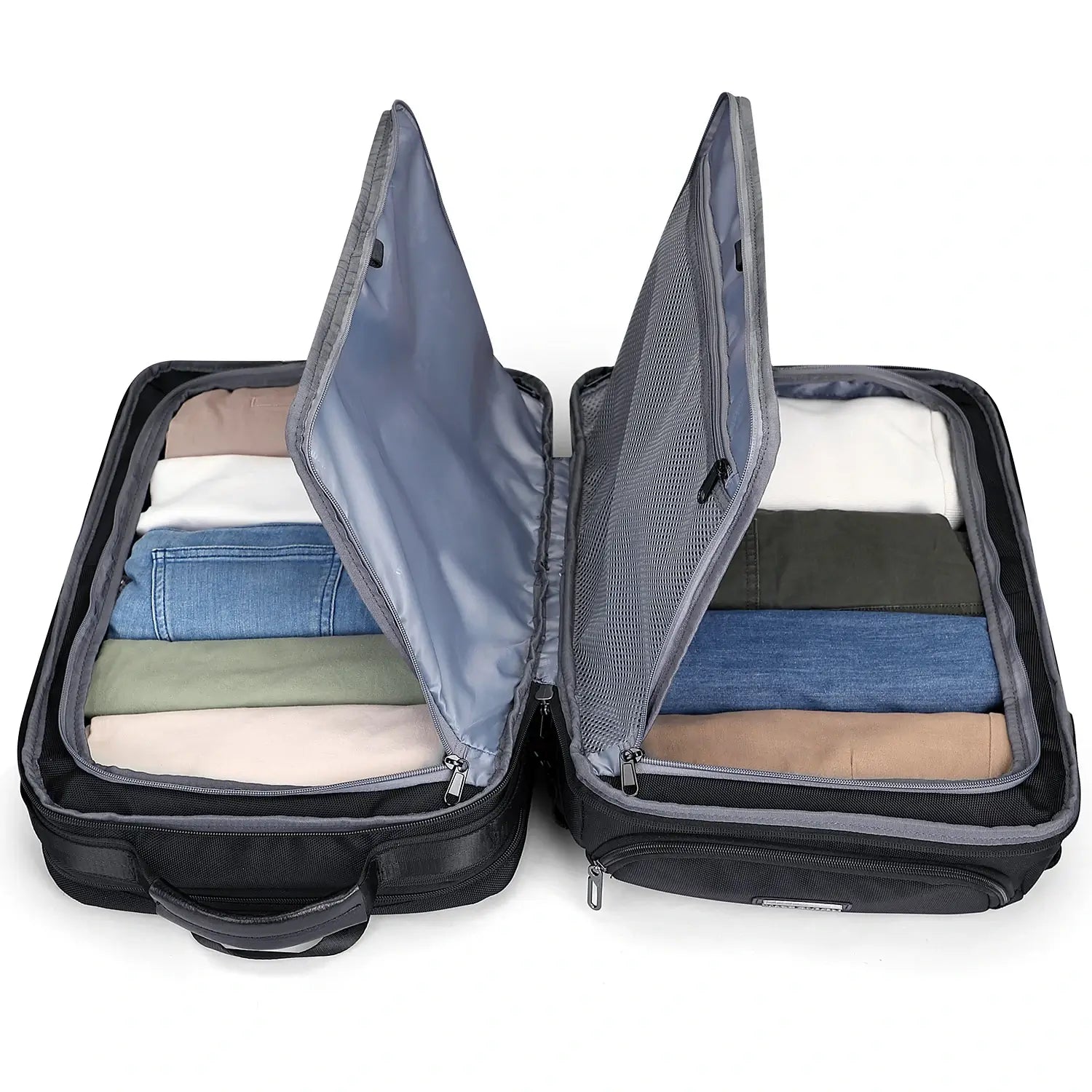 Business travel backpack for men with suitcase-style 180 degree opening main